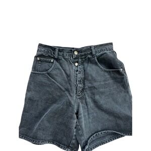 Vintage‎ High Waist Denim Shorts Black Button Fly Womenswear Casual